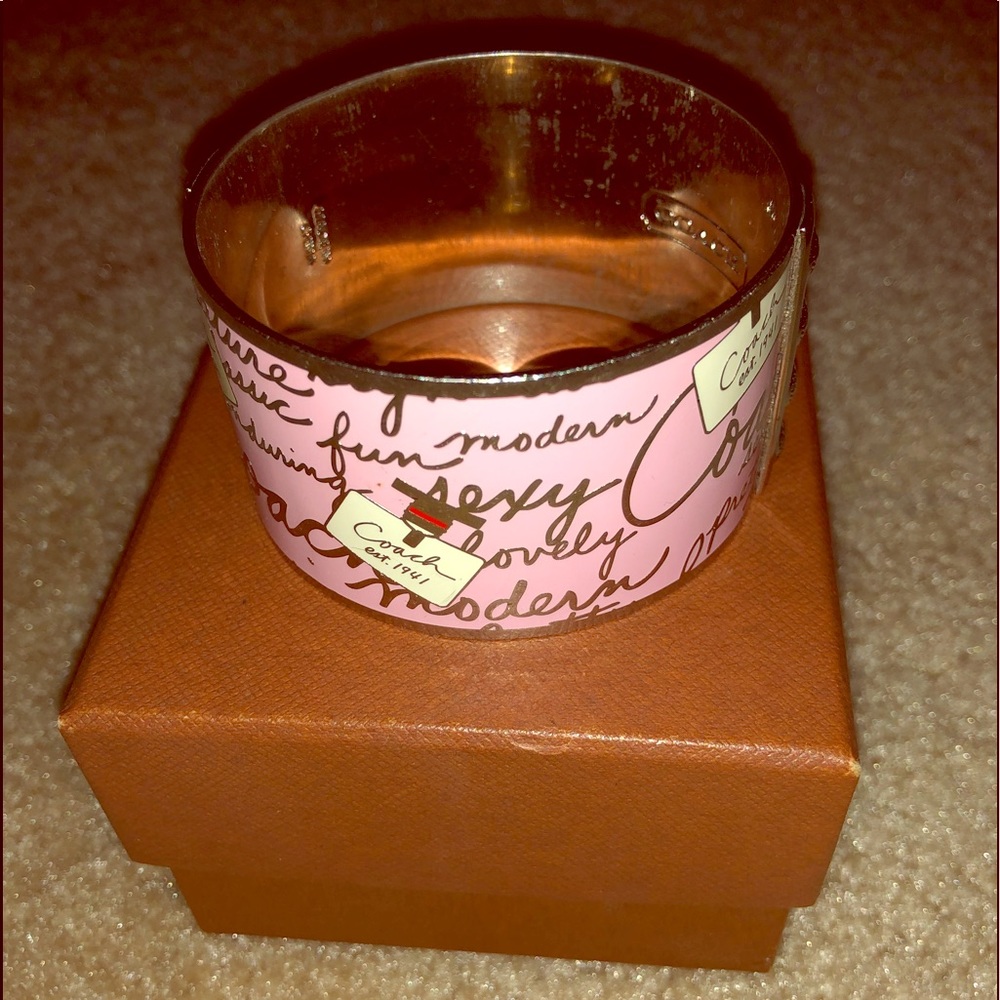 Coach fancy and fun cuff bracelet in silver, pink